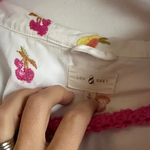 Lou & Grey Embroidered Floral Pullover Anorak Hoodie – White – Size L - Picture 2 of 4